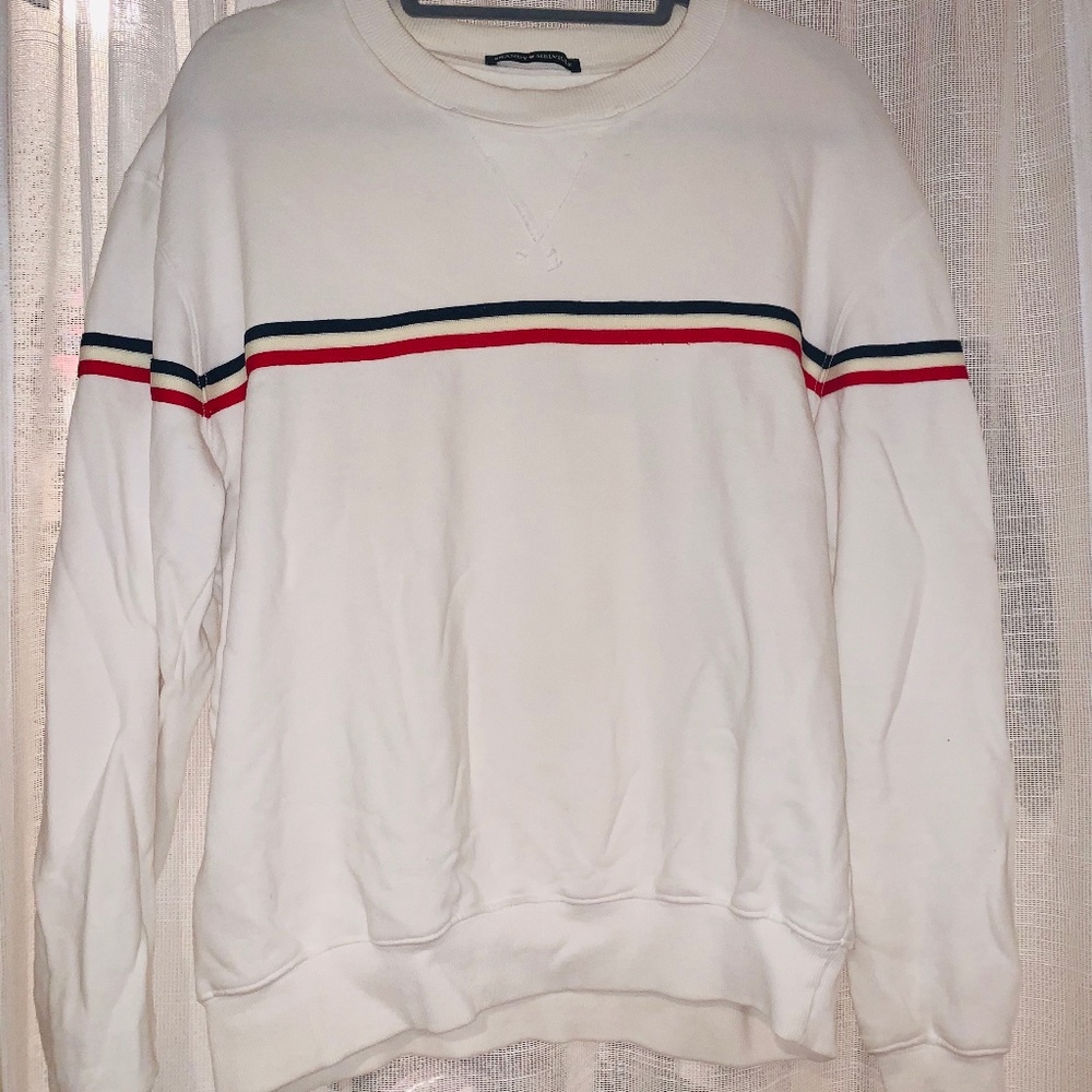 Brandy Melville White Striped Sweatshirt